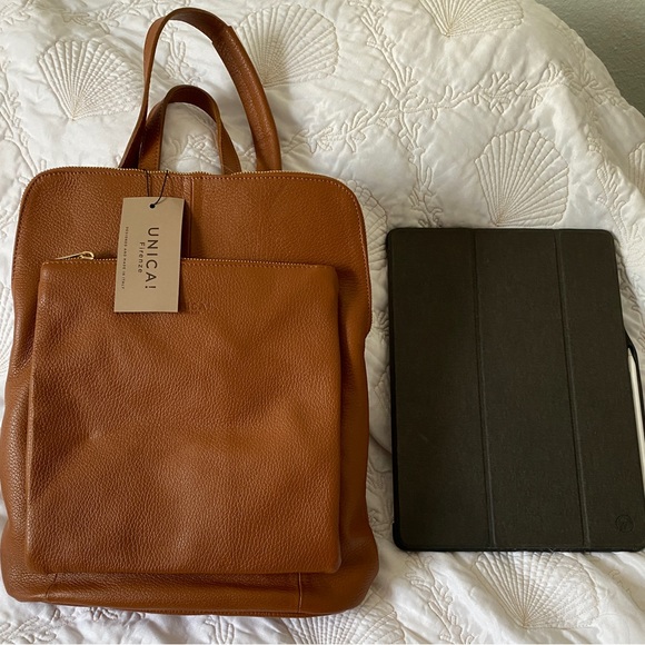 🇮🇹NWT Unica! Firenze Italy supple Leather Backpack OR Tote fits tablets easily - Picture 8 of 16